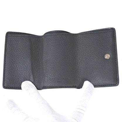 Balenciaga Wallet Trifold Wallet Mini Wallet Gray Leather 67bs134