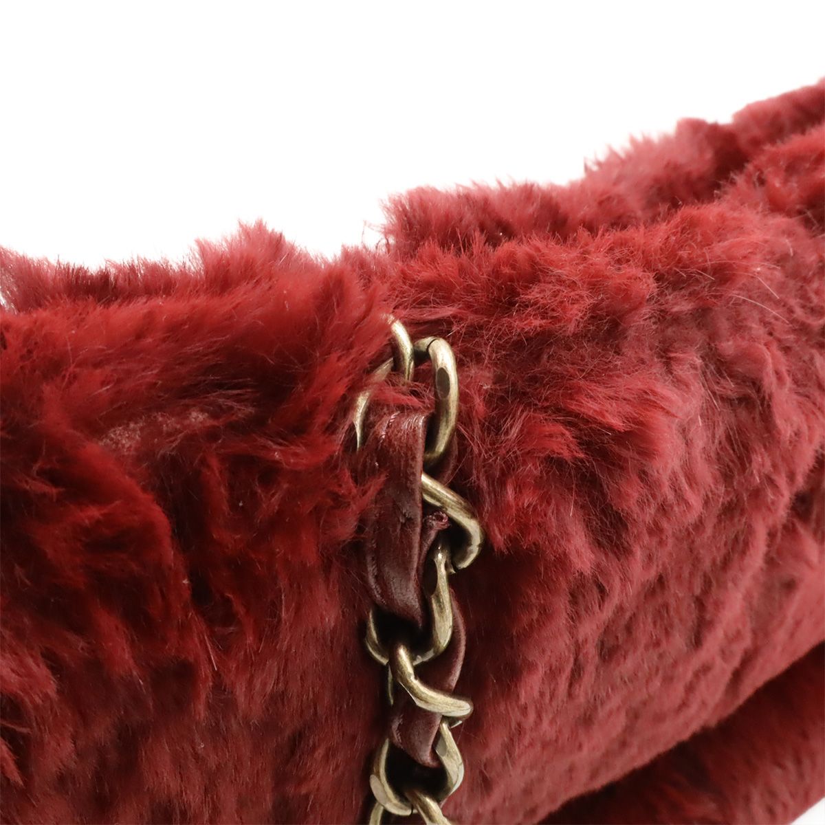 Chanel Lapin Rabbit Fur Coco Mark Chain Bag Shoulder Bag Bordeaux Gold Hardware