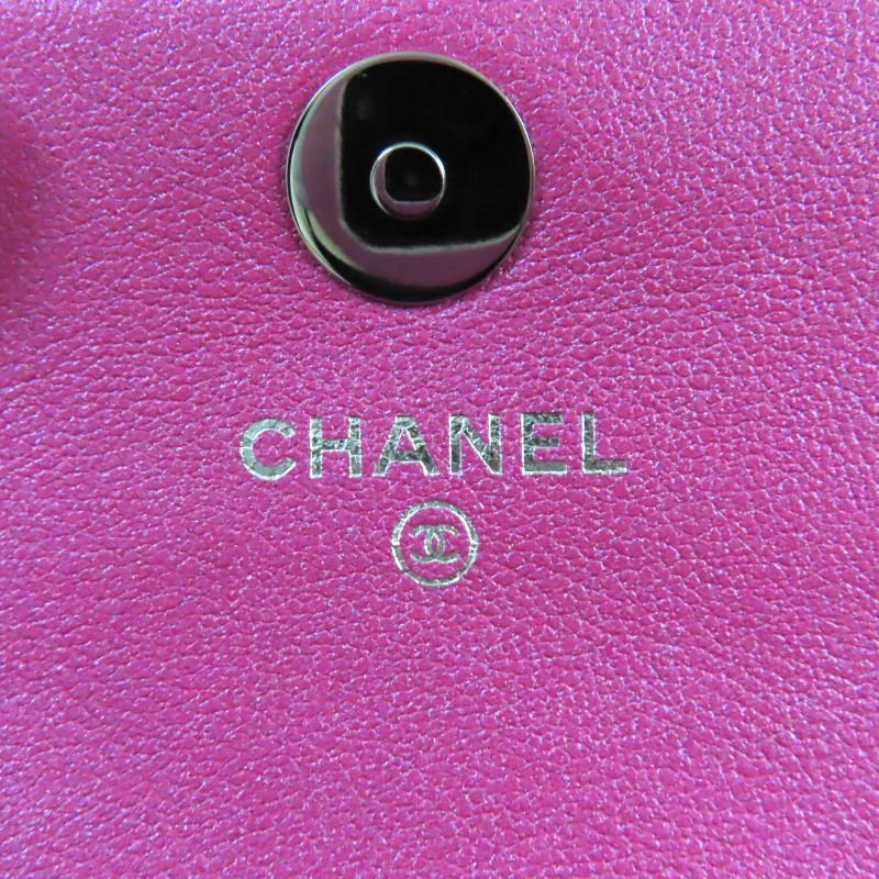 CHANEL Years Gift 2023 Coco Mark Hardware Attached Matelasse Enamel Pouch Neon