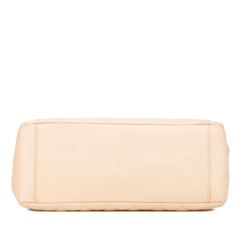 Chanel Matelasse Coco Mark Chain Tote Bag Beige Caviar Skin Women's Chanel