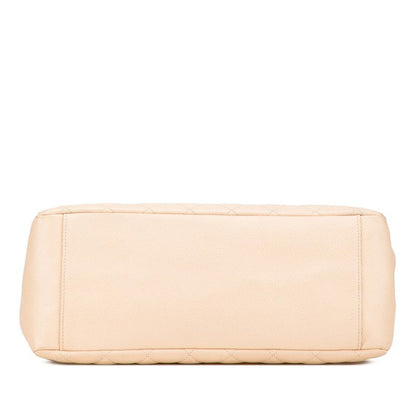 Chanel Matelasse Coco Mark Chain Tote Bag Beige Caviar Skin Women's Chanel