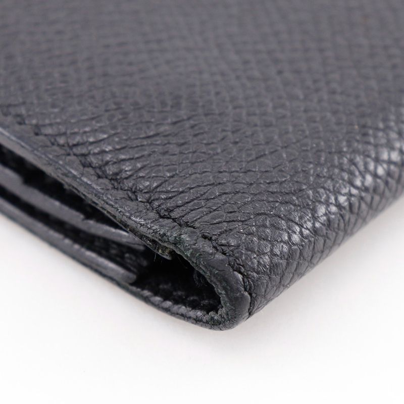 Hermes Bearn Courchevel Black/silver Hardware □O Unisex Long Wallet
