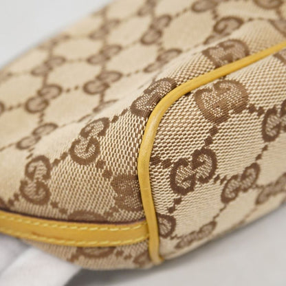 Gucci Handbag GG Canvas 07198 Canvas Brown Yellow Silver Hardware Women