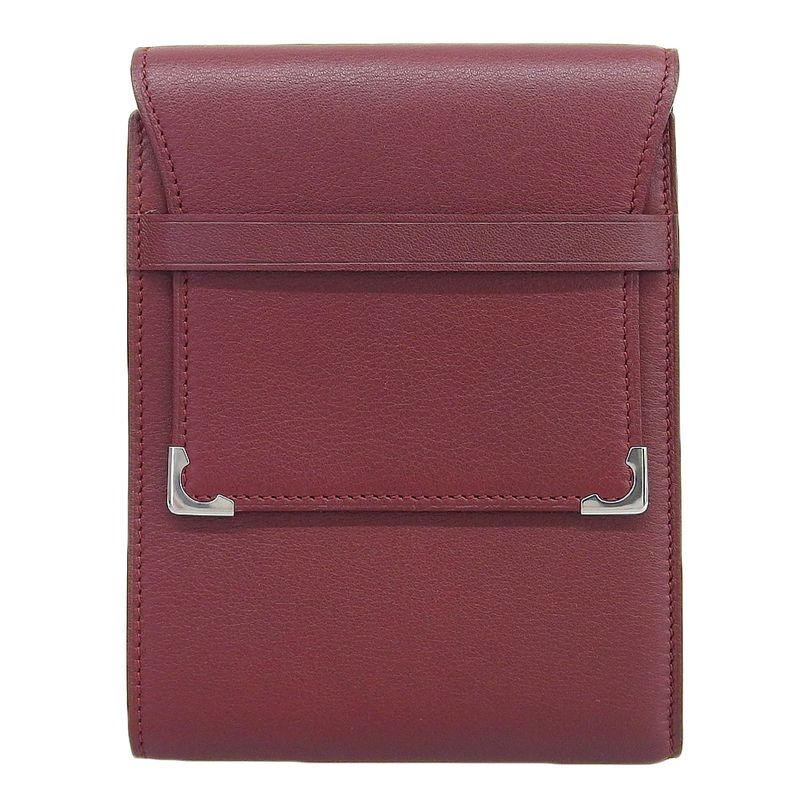 Unused With Box Cartier Current Tag L3000580-ek Cabochon Leather Wallet Trifold
