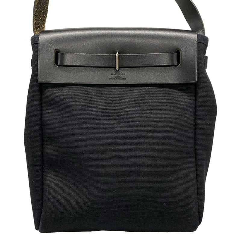 Hermes Shoulder Bag Herbag TPM Black Silver Hardware