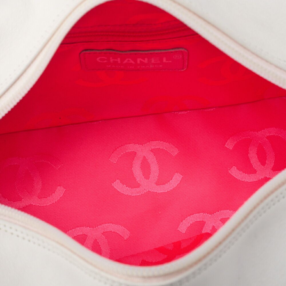 Chanel Cambon Line Calfskin Mini Tote Bag White And Black With Silver Hardware