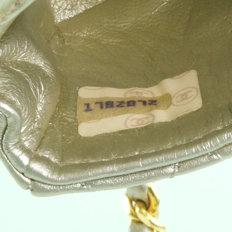 Chanel Chain Pochette Micro Matelasse Calf Silver Ladies Shoulder Bag