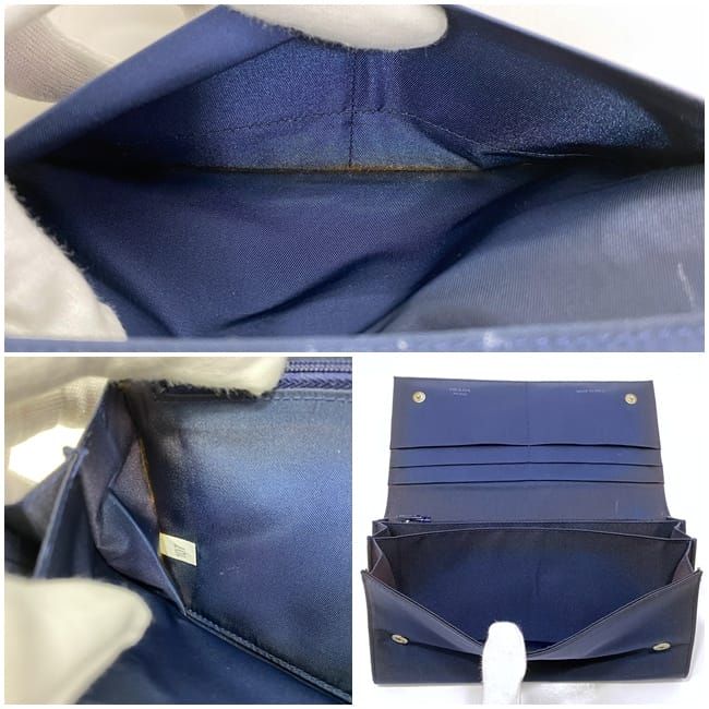 Prada Bifold Long Wallet Navy Blue Tessuto Wallet Nylon Preowned