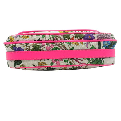 Gucci Flora Shoulder Bag Crossbody Pink Canvas With Floral Pattern