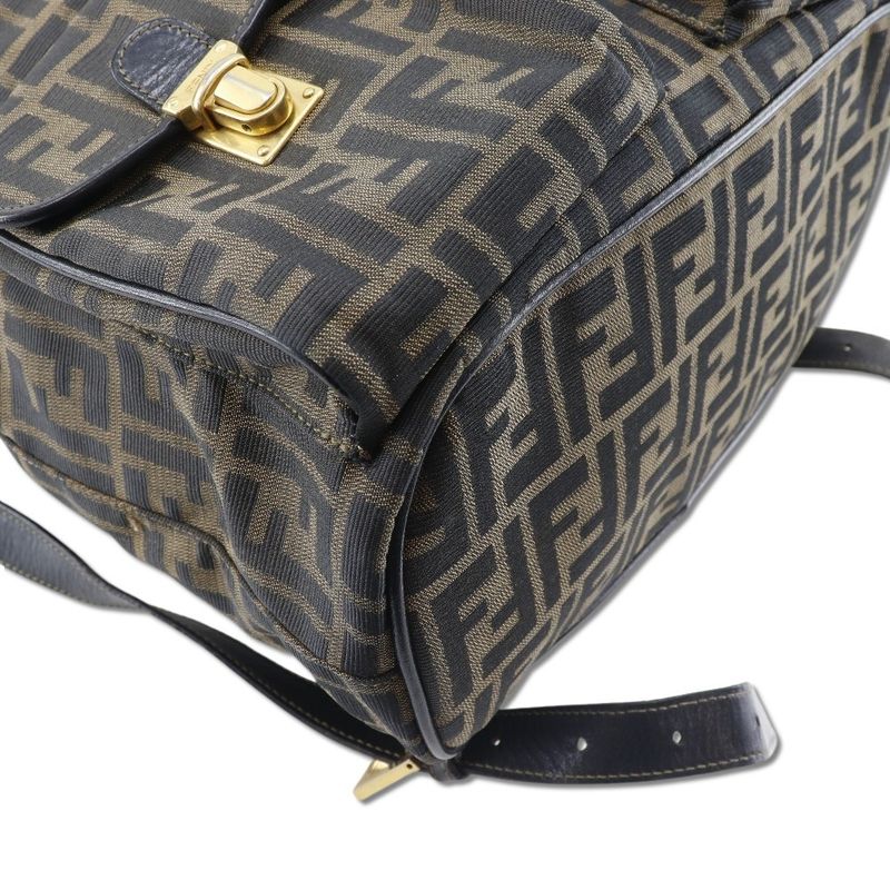 Fendi Zucca Pattern Canvas And Leather Women's Backpack And Daypack
