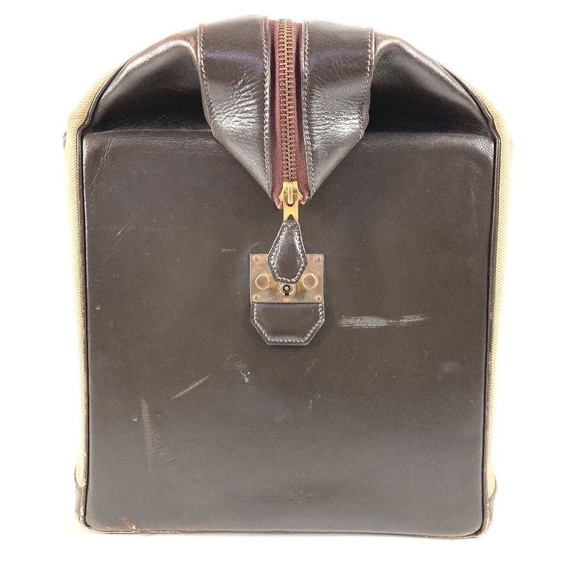 Hermes Boston Bag Leather / Canvas Beige