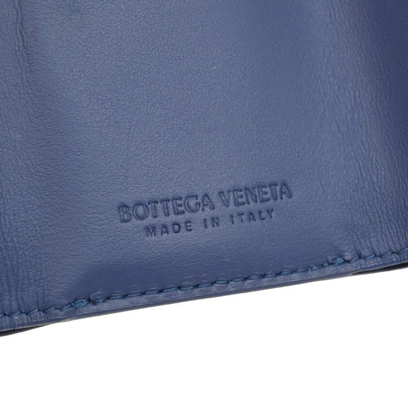 Bottega Veneta Trifold Wallet Intrecciato Blue Leather 35ka812