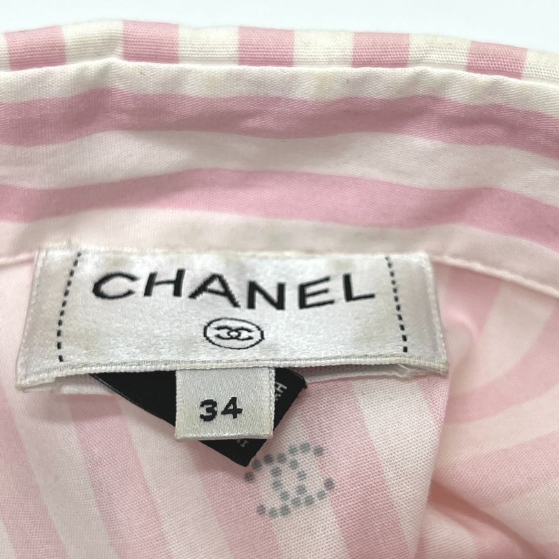 Chanel Short Sleeve Shirt Coco Beach Stripe P76220 Cotton Pink