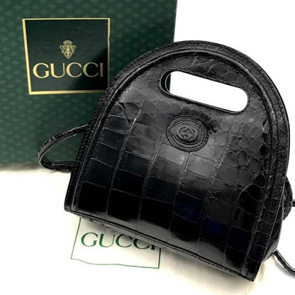 Gucci Croco Logo 2-Way Mini Shoulder Bag Black