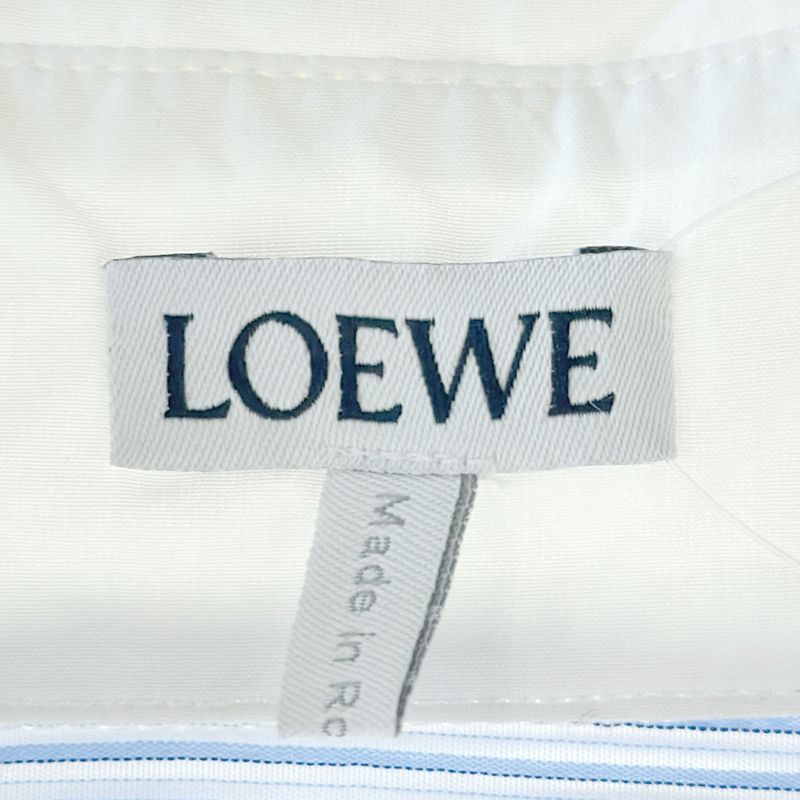 Loewe Asymmetrical Bib Striped Shirt S540y06x62 Blue and White 38