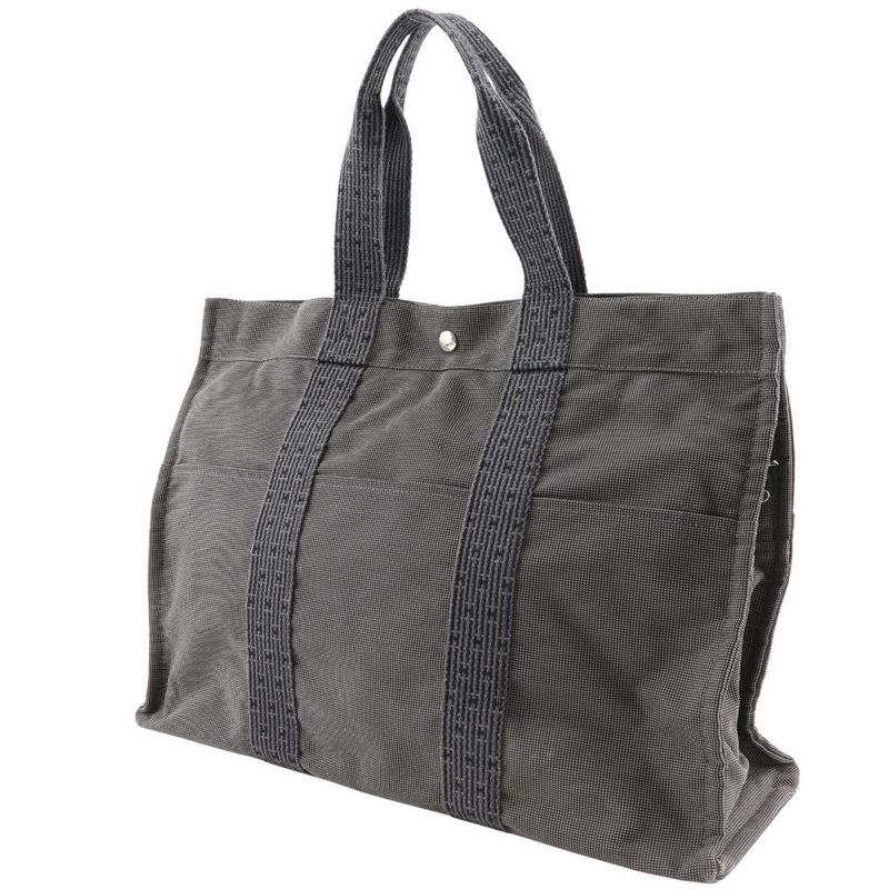 Hermes Yale Line Tote GM Nylon Canvas Gray Unisex Tote Bag