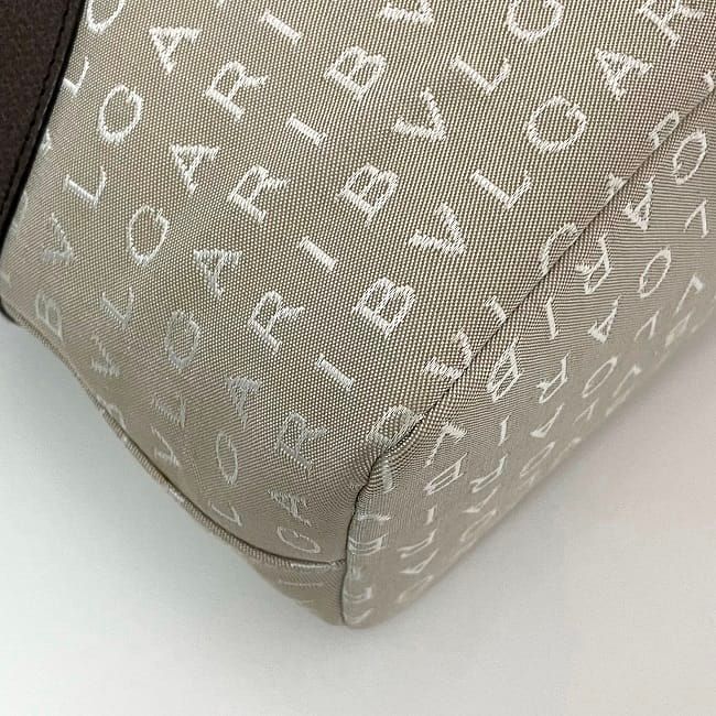 Bulgari Tote Bag Lolita Beige Brown Logomania Excellent Condition