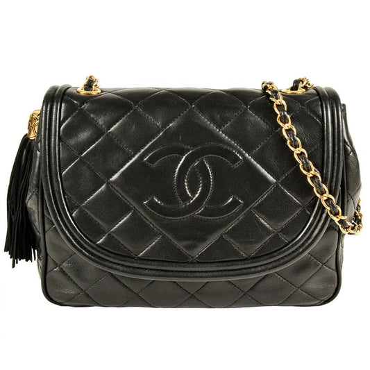 Chanel Matelasse Chain Shoulder Bag Lambskin Black Gold Hardware 7 Digits 1s