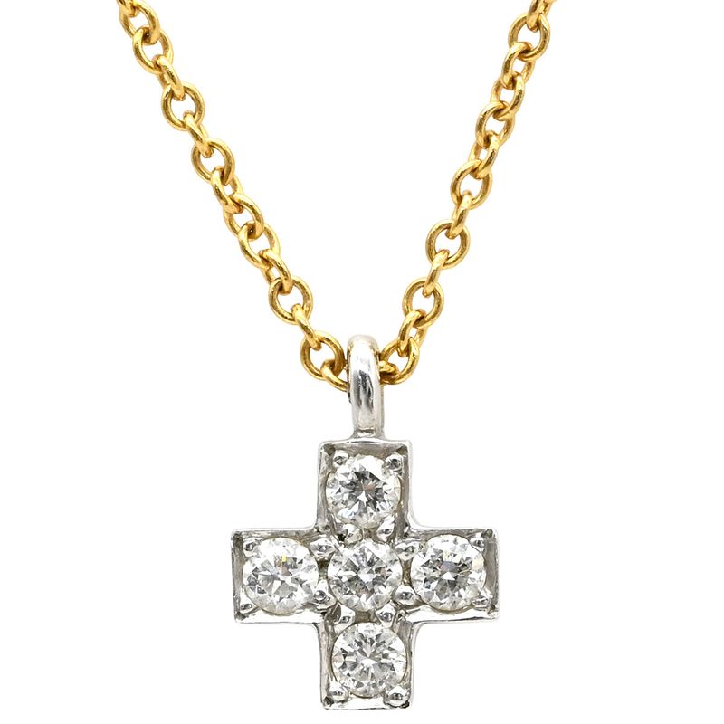 Tiffany & Co Tiffany & Co Necklace Cross Pendant Diamond Pt950 (Top) 18k Yellow