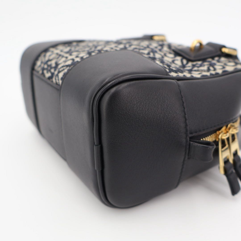 Loewe Amazona 16 Navy Black Gold Hardware A039n21x03 Calf Anagram Jacquard
