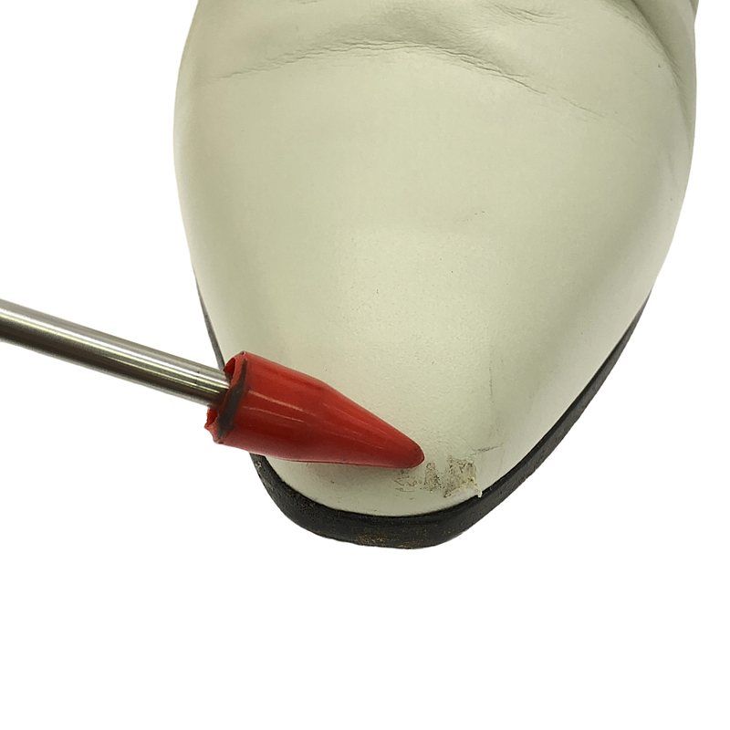 Celine - Phoebe Period Side Gore Leather Short Boots - 37 - White Dark Brown -