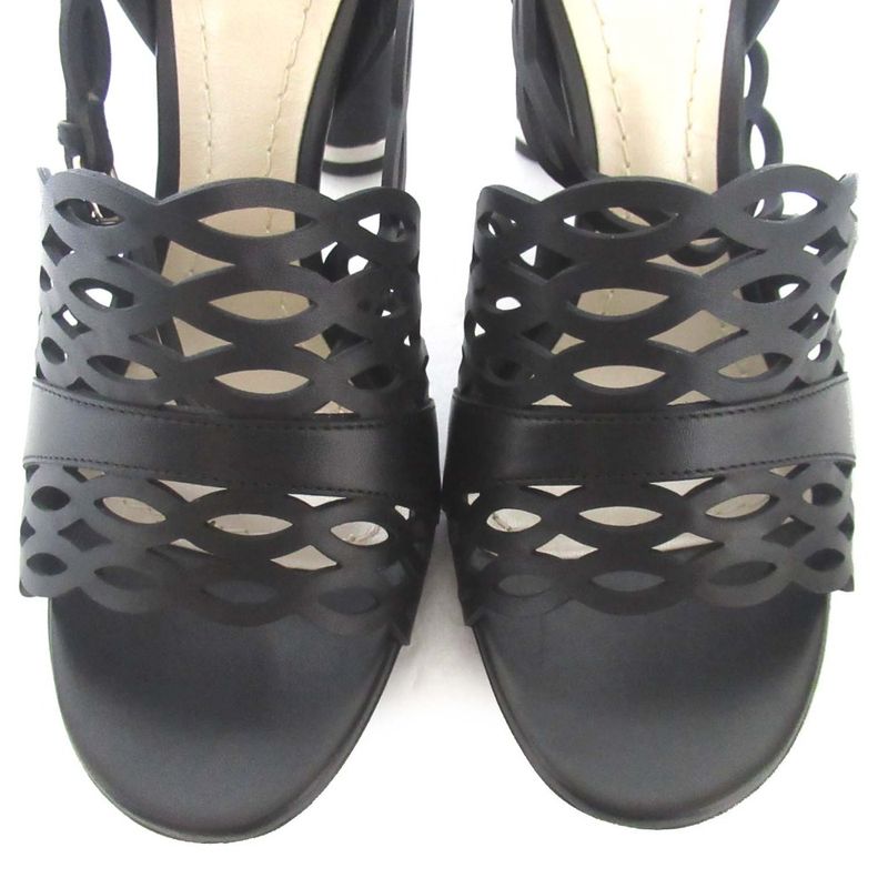 Unused Christian DIOR Tattoo Leather Ankle Strap High Heel Sandals 35.5d