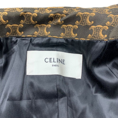 Celine Outerwear Long Coat Trench Triomphe All-over Pattern Cotton Brown