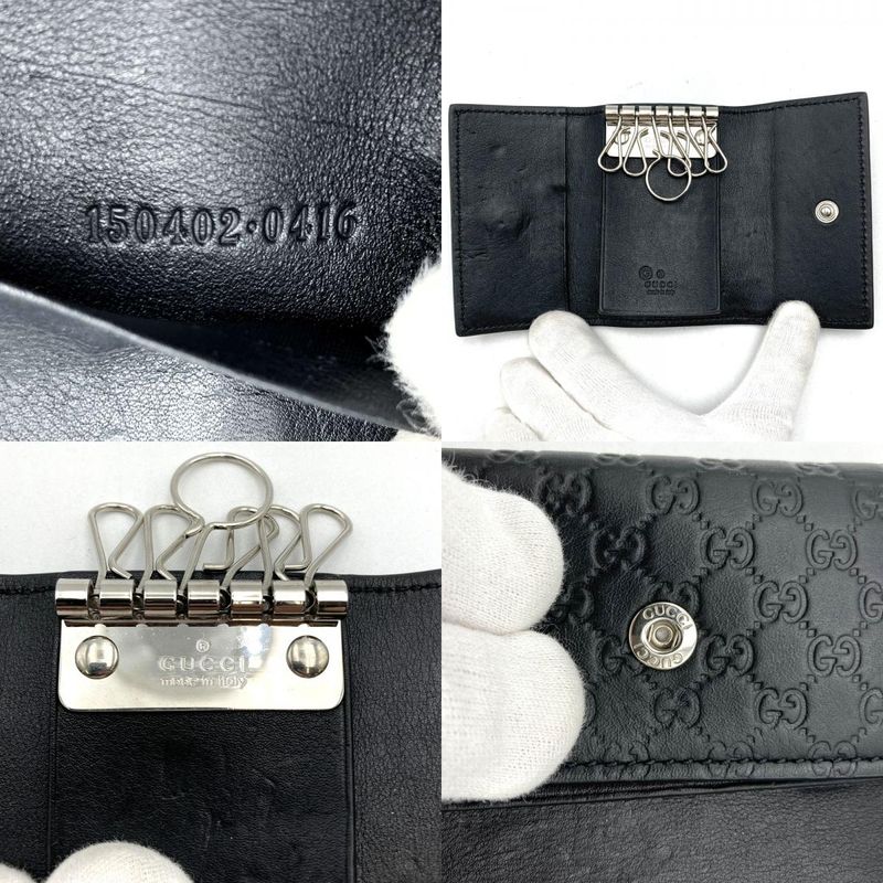 Gucci 150402 Key Case Key Guccissima Leather Black Ladies Men