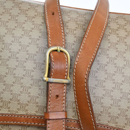 Celine Shoulder Bag Macadam Pattern Brown Leather 04ka747