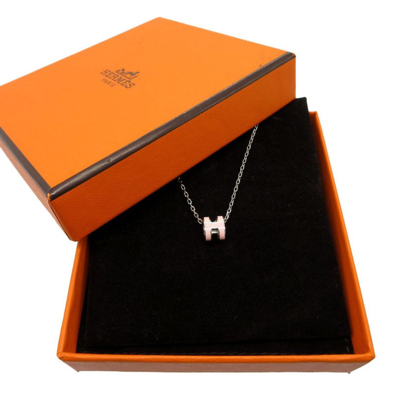 Hermes Pop Ash Mini Necklace Metal Pink/silver 1635 Hermes