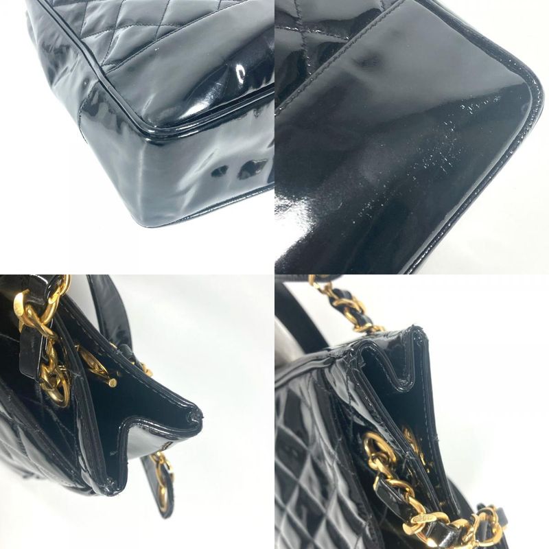 Chanel Shoulder Bag Quilted Enamel Black