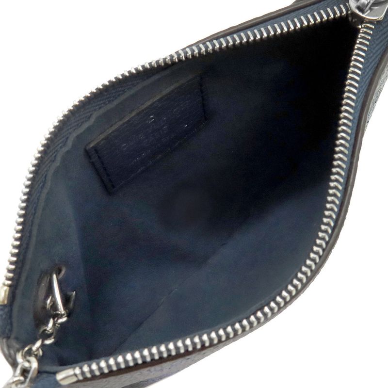 Louis Vuitton Coin Case Pochette Cles Monogram Mahina Navy Silver Hardware Navy