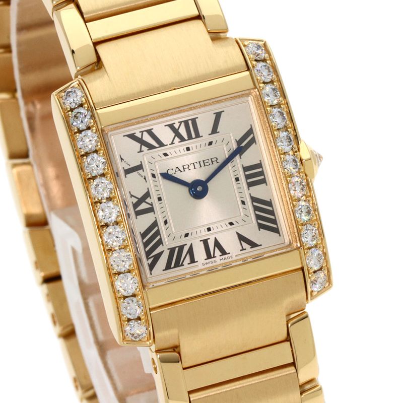 Cartier Wjta0039 Tank Francaise SM Diamond Wristwatch 18K Yellow Gold Diamonds