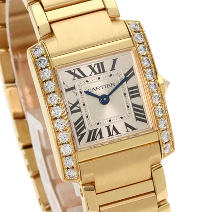 Cartier Wjta0039 Tank Francaise SM Diamond Wristwatch 18K Yellow Gold Diamonds