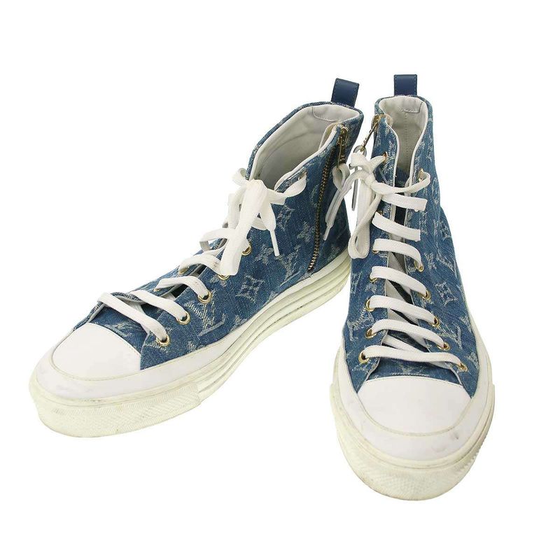 Louis Vuitton Stellar Line Monogram Denim High Cut Sneakers Indigo 41