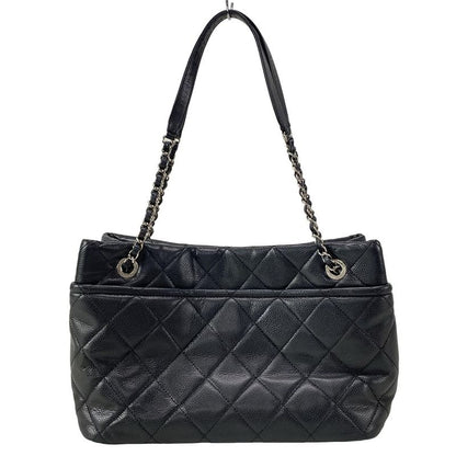 Chanel Tote Bag Matelasse Black Silver Hardware / Chain Shoulder