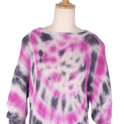 Prada Knit Sweater Long Sleeve Crew Neck Tie-dye Allover Pattern Wool Cashmere