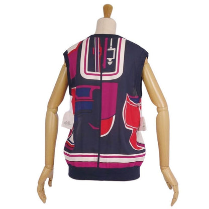 Hermes Vest Gilet Silk All Over Pattern Top Women