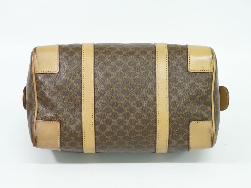 Authentic Celine Macadam Mini Boston Bag Handbag PVC Brown Macadam Bag Pre-owned