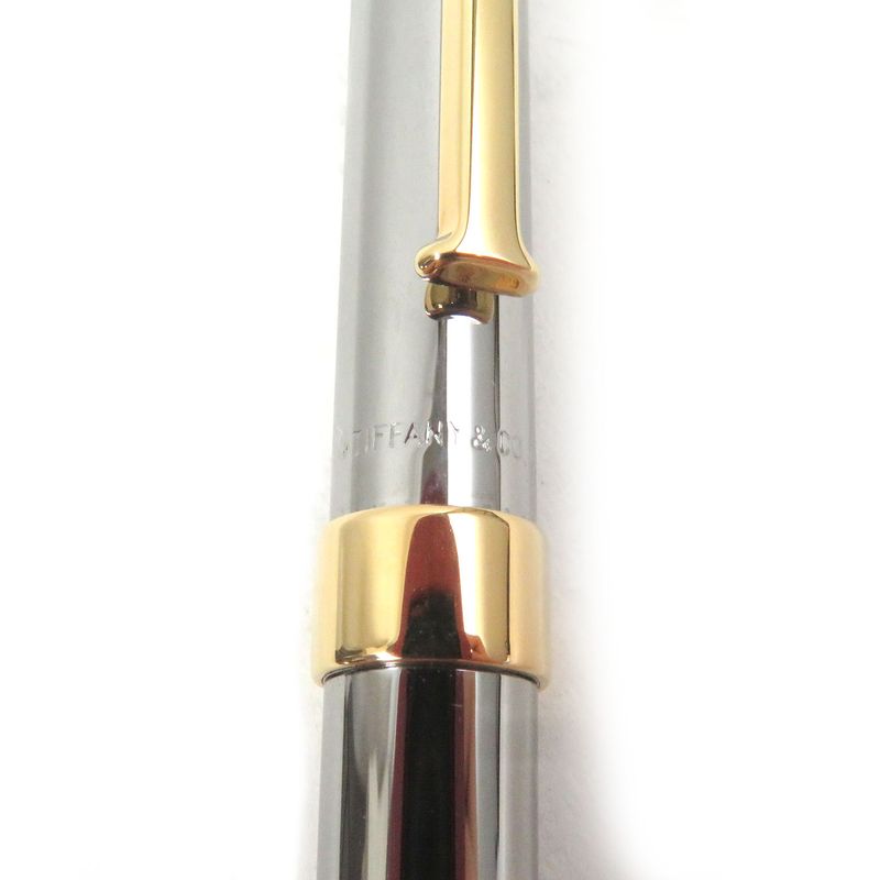 Tiffany & Co T-clip Twist Ballpoint Pen Stationery Silver Gold With Box Men's