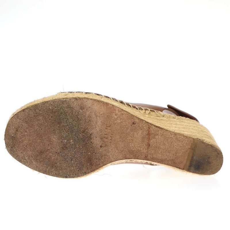 Celine Espadrille Open Toe Leather Wedge Sole Sandals 313853cspc Brown 35