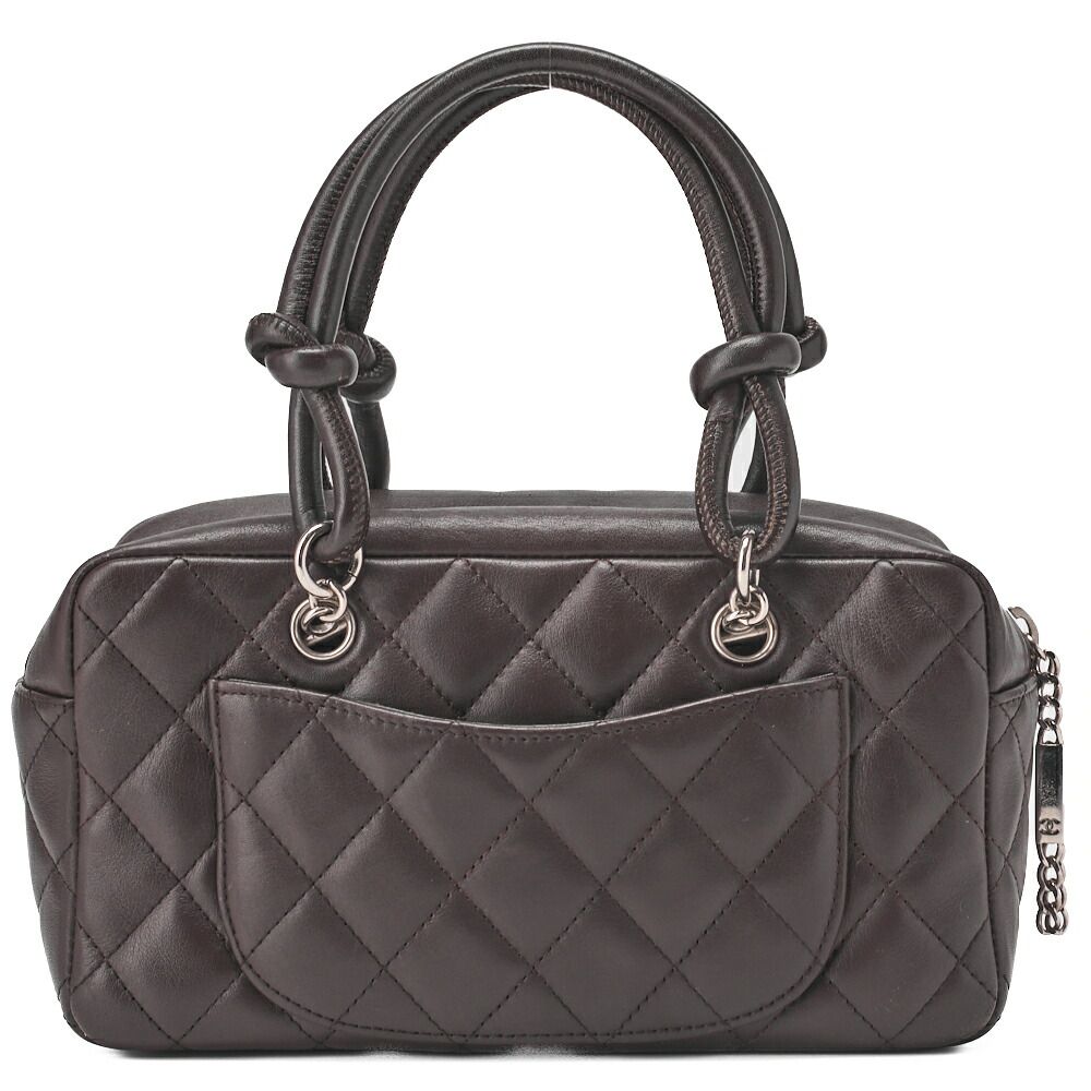 Chanel Cambon Line Calfskin And Enamel Mini Tote Bag In Brown With Silver