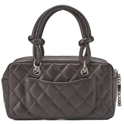Chanel Cambon Line Calfskin And Enamel Mini Tote Bag In Brown With Silver