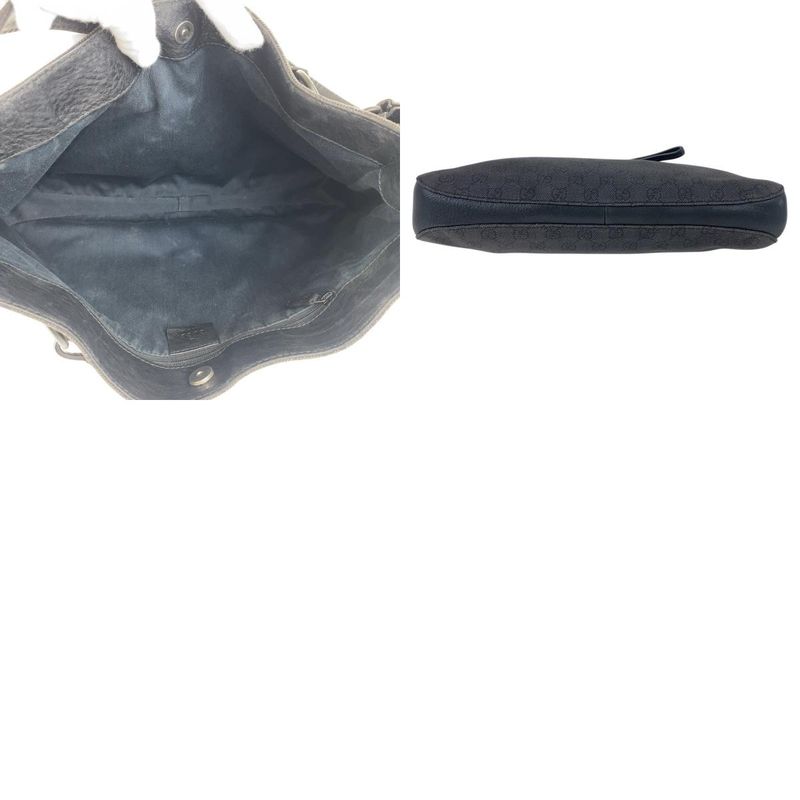 Gucci Horsebit Black GG Canvas/leather 101975 Shoulder Bag Women 504079