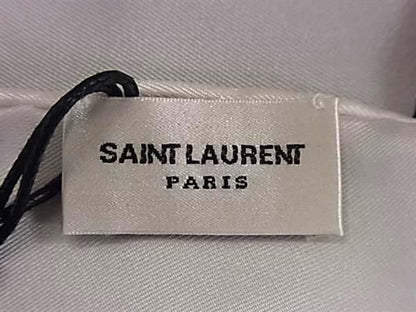 Saint Laurent 100% Silk Scarf Handkerchief Women Men White Fa1150