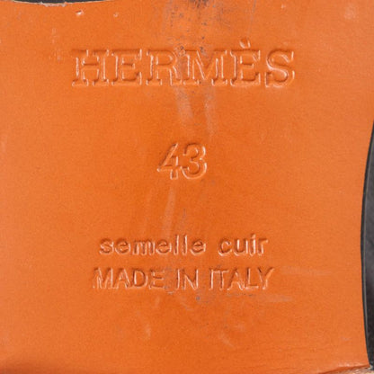 Hermes 2023 231992 Leather Silver Hardware H Logo Square Toe 2 Way Loafer