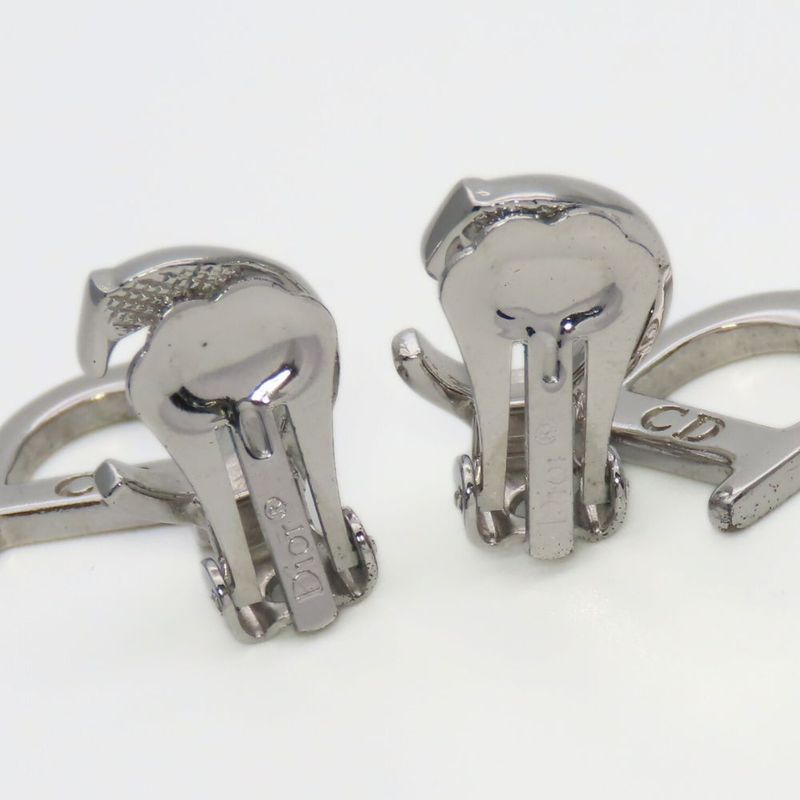 Christian Dior Earring Swing Metal Silver CD Logo Accessory Plated Ladies Women
