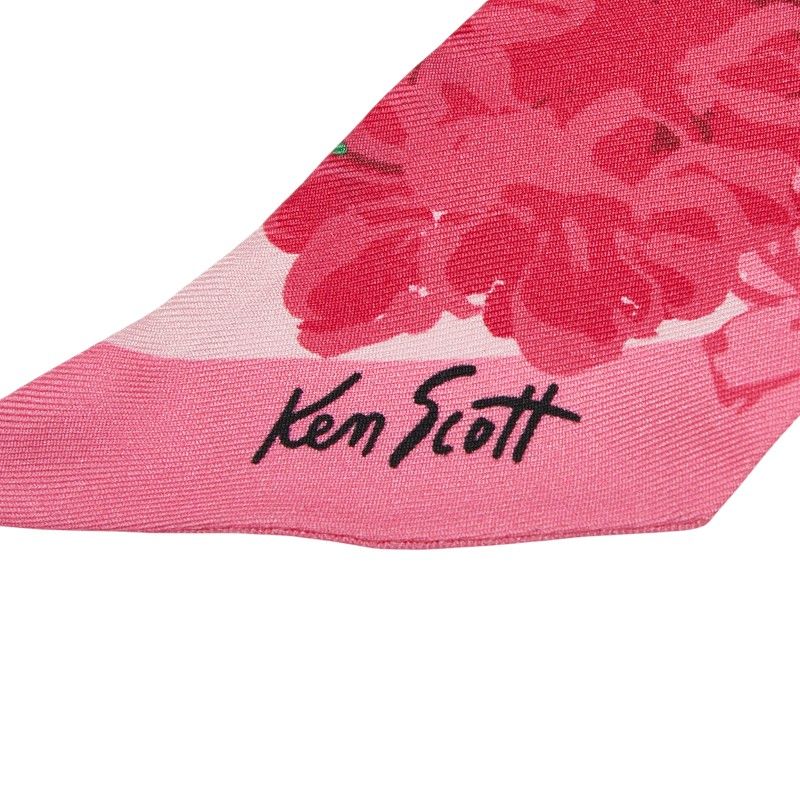 Gucci X Ken Scott Botanical Print Neck Bow 652727 Pink Multicolor Silk Women's