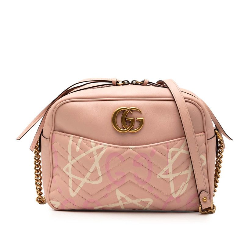 Gucci GG Marmont Ghost Chain Shoulder Bag 443499 Pink Leather Ladies Gucci