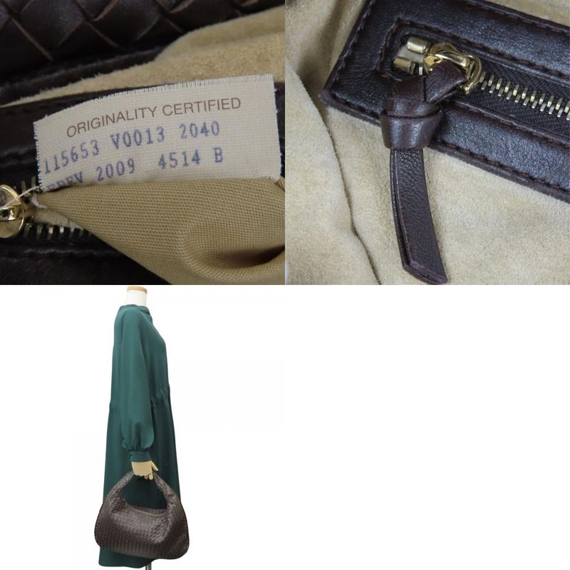 Bottega Veneta Shoulder Bag Intrecciato 115653 Lamb Skin Brown Shoulder One